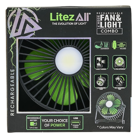 Litezall Rechargeable Portable Fan with Light LA-RCHFAN1-4 | Zoro